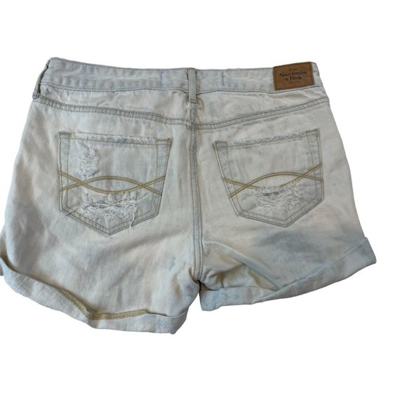 Abercrombie & Fitch Women's Boyfriend Shorts Distressed Roll Cuff Hem White W27 - Picture 2 of 9